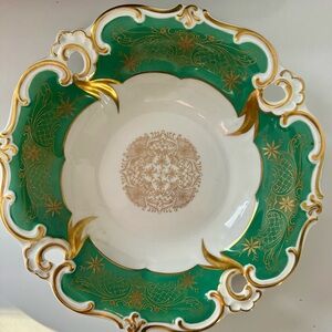 Vintage Weimar Porzellan Bowl German porcelain Gold scalloped edge 8.5” dia.